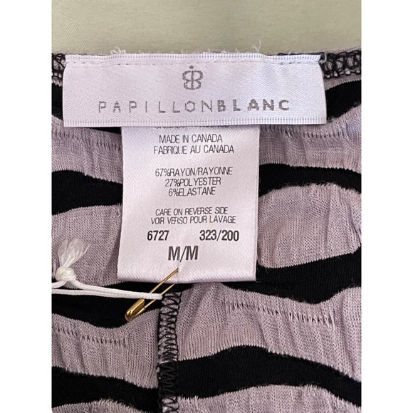 Papillon Blanc Women's Gray/Black Wavy Striped Pattern Short Sleeve Midi Dress - Picture 11 of 11